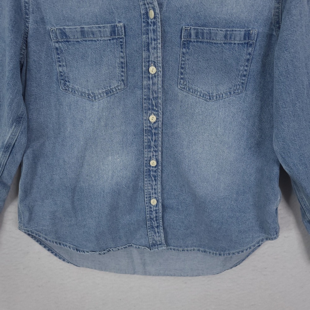 Quince Denim Button Down Shirt Womens M Blue Light Wash Cotton Classic Utility - Picture 8 of 13